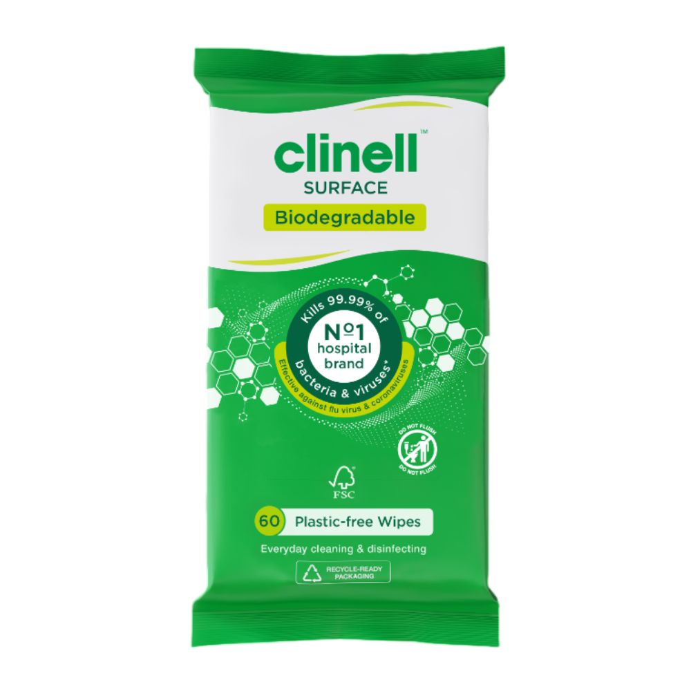 Clinell Universal Biodegradable Surface Wipes Pack of 60