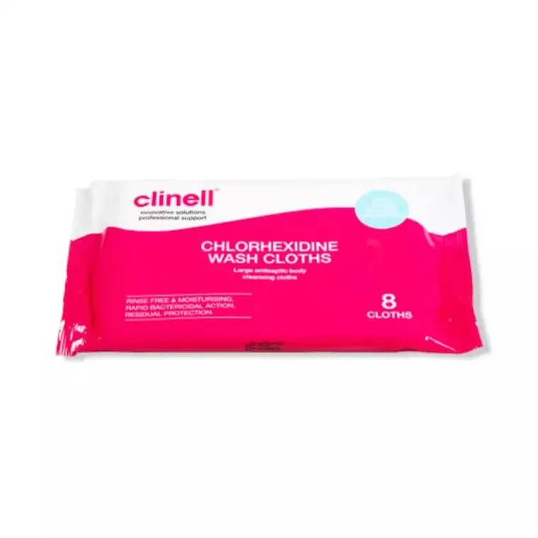 Clinell Chlorhexidine Wash Cloths Pack of 8