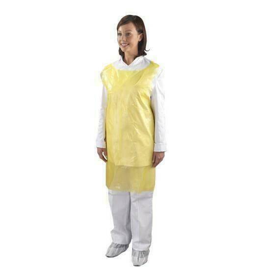 Yellow Disposable Polythene Aprons x 100 EYA UKMEDI.CO.UK