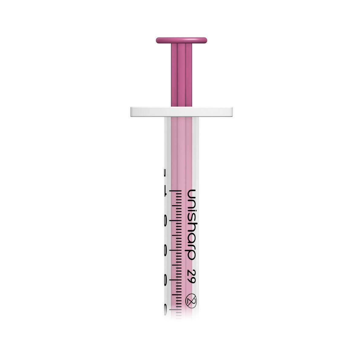 Unisharp 1ml 0.5 inch 29g Pink Unisharp Syringe and Needle u100 UF29P UKMEDI - UK Medical Supplies