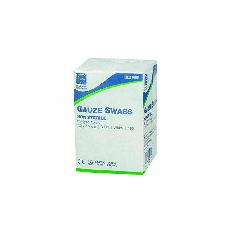 Premier Gauze Swabs: 7.5cm x 7.5cm 8 Ply x 100