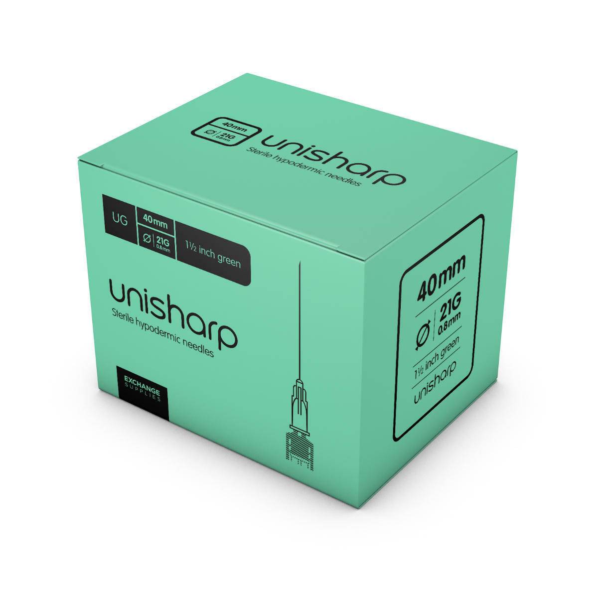 Unisharp 21g Green 1.5 inch Unisharp Needles UKMEDI UK Medical Supplies