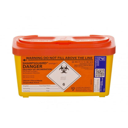 1 Litre Sharpsguard Orange Sharps Bin - UKMEDI