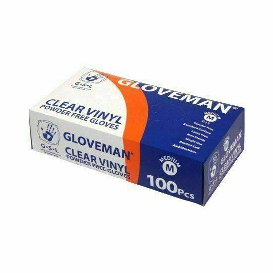 Gloveman Powder Free Clear Vinyl Gloves - UKMEDI