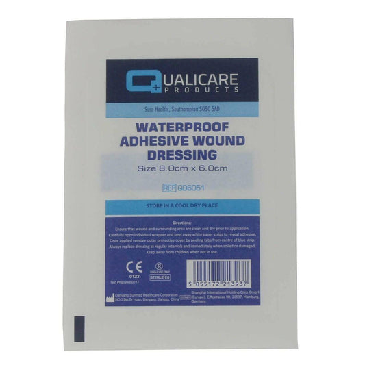 Waterproof Adhesive Wound Dressing 8cm x 6cm QD6051 UKMEDI.CO.UK