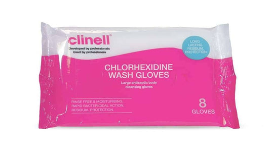 Clinell Chlorhexidine Wash Gloves Pack of 8 Gloves - UKMEDI