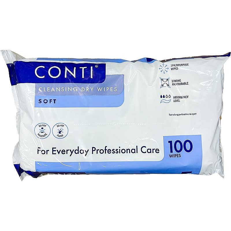 30x36cm Conti Supersoft Large Patient Cleansing Dry Wipes - UKMEDI