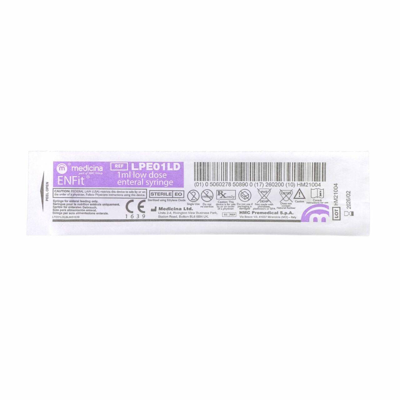 Medicina 1ml ENFIT Low Dose Medicina Syringe LPE01LD UKMEDI - UK Medical Supplies