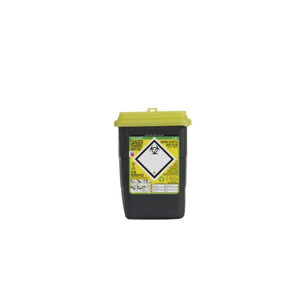 Sharpsafe 0.8L Grey UK Yellow Lid