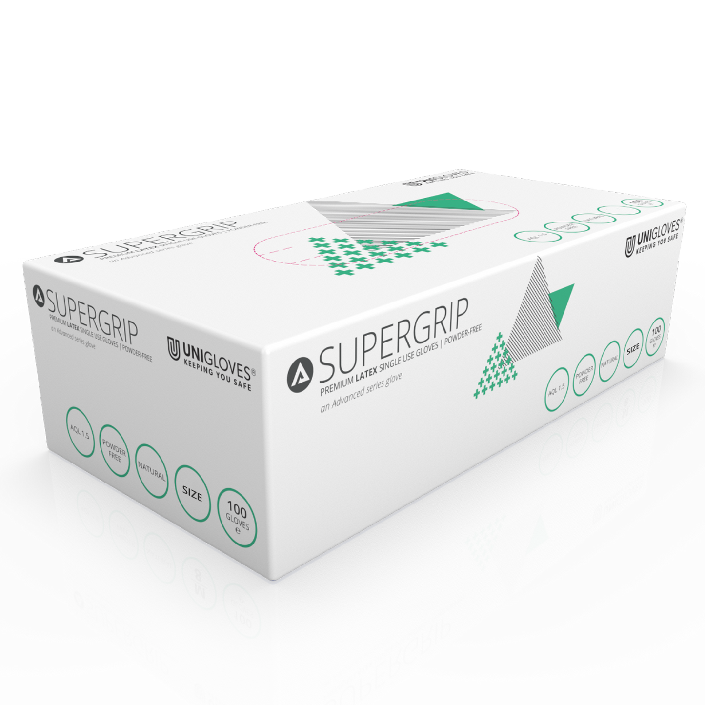 Unicare Supergrip Premium Latex Examination Gloves Box of 100