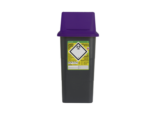7 Litre Sharpsafe Grey Sharps Bin - Purple Lid - UKMEDI
