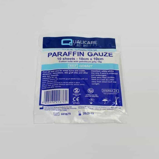 Sterile Paraffin Gauze Dressing 10 x 10cm (10 pk) QD6527 UKMEDI.CO.UK