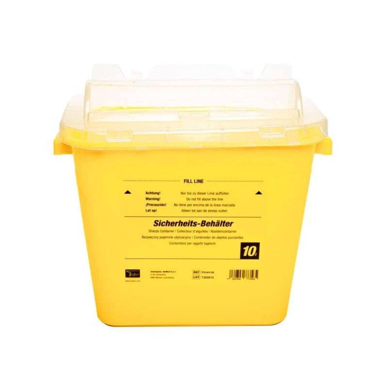 10 Litre Teqler Yellow Sharps Bin - UKMEDI