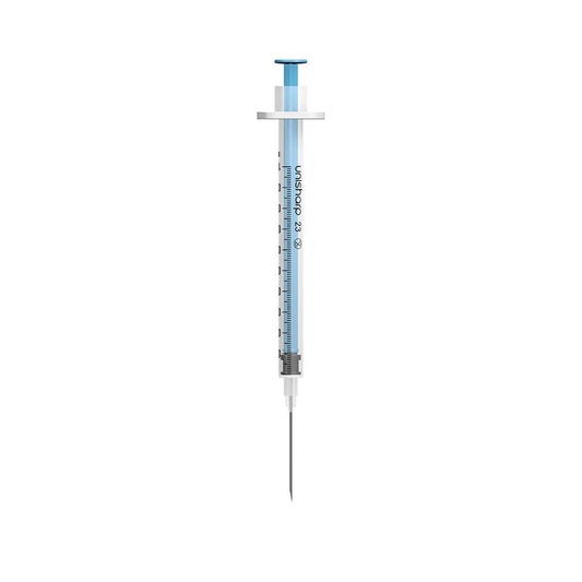 1ml 23G 25mm 1 inch Unisharp fixed blue needle syringe u100
