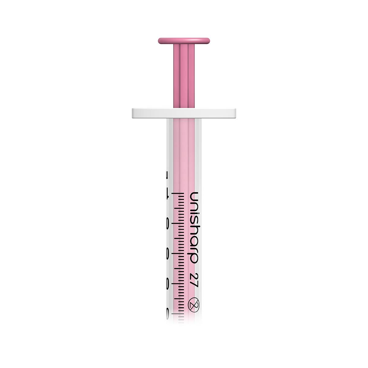 1ml 0.5 inch 27g Pink Unisharp Syringe and Needle u100