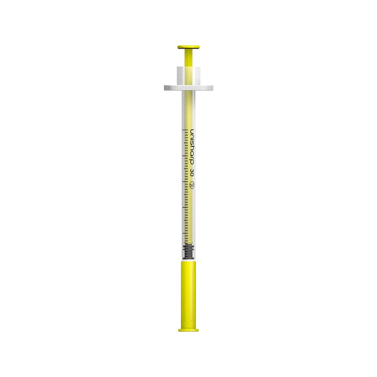 0.5ml 0.5 inch 30g Yellow Unisharp Syringe and Needle u100