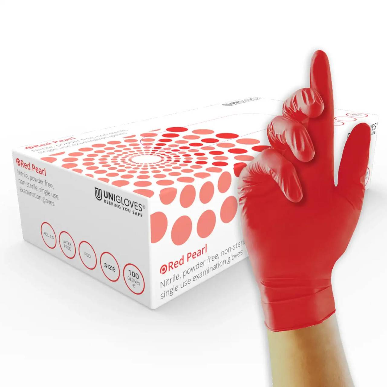 Unigloves Red Pearl Nitrile Gloves