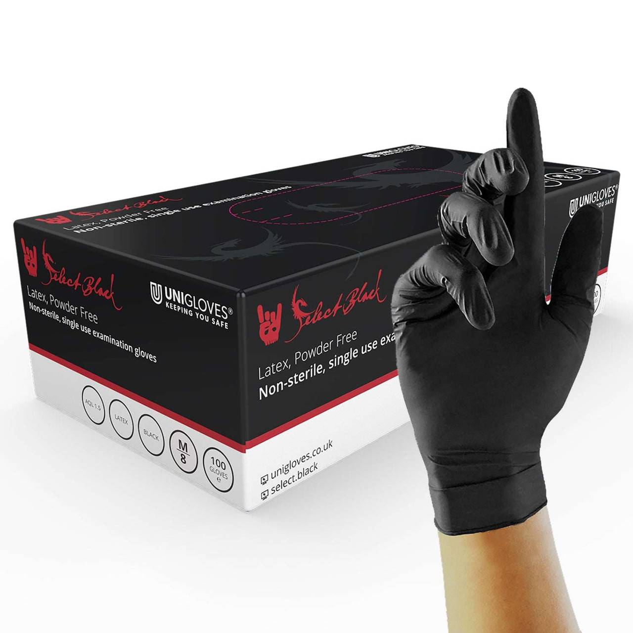 Unigloves Select Black Latex Gloves