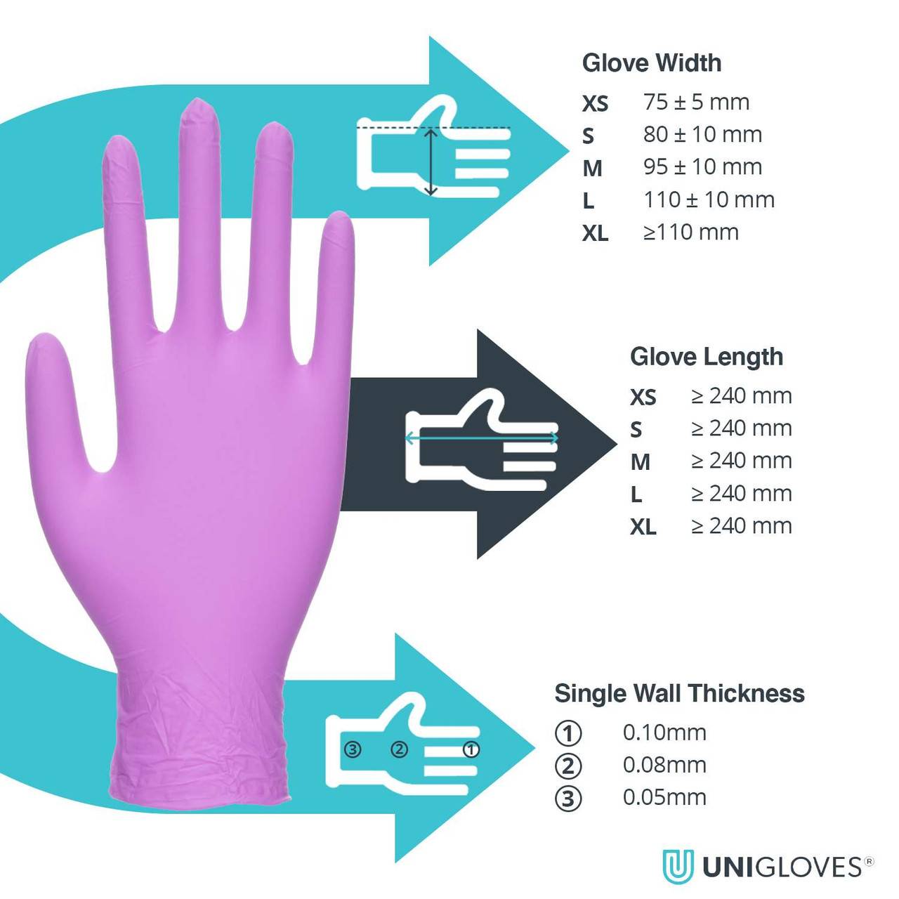 Unigloves Violet Pearl Nitrile Gloves