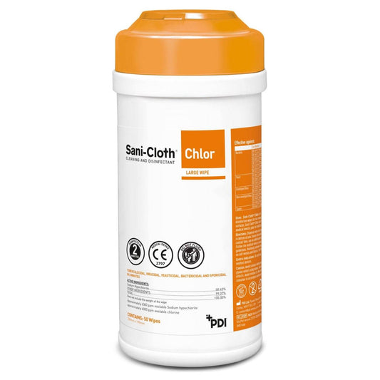 Sani–Cloth Chlor Disinfecant Wipes Tube of 50